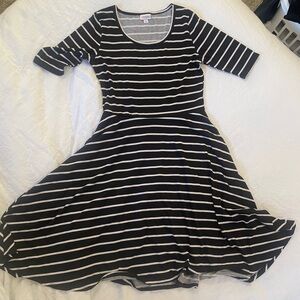 Black and white striped dress